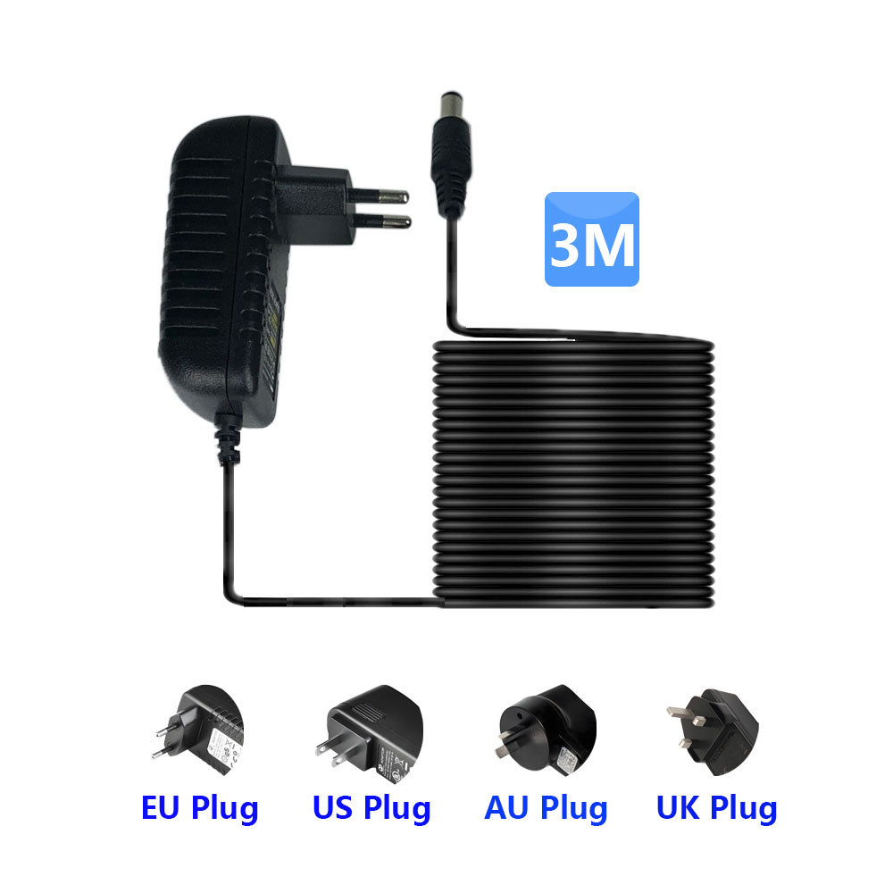 Photography Uk - DC 12V 2A 3 เมตรความยาวอะแดปเตอร์จ่ายไฟ 2.1