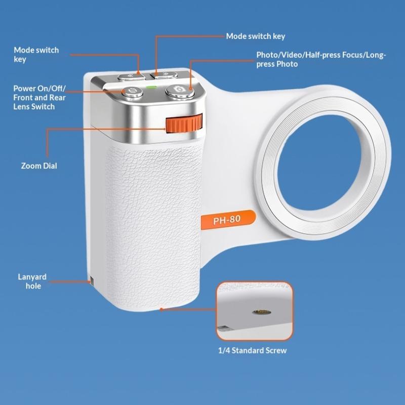 Photography Zoom - ที่จับโทรศัพท์แม่เหล็ก 1 ชิ้น พร้อมรีโมทบลูทูธสำหรับถ่ายภาพ ซูม และกันสั่นสำหรับโทรศัพท์