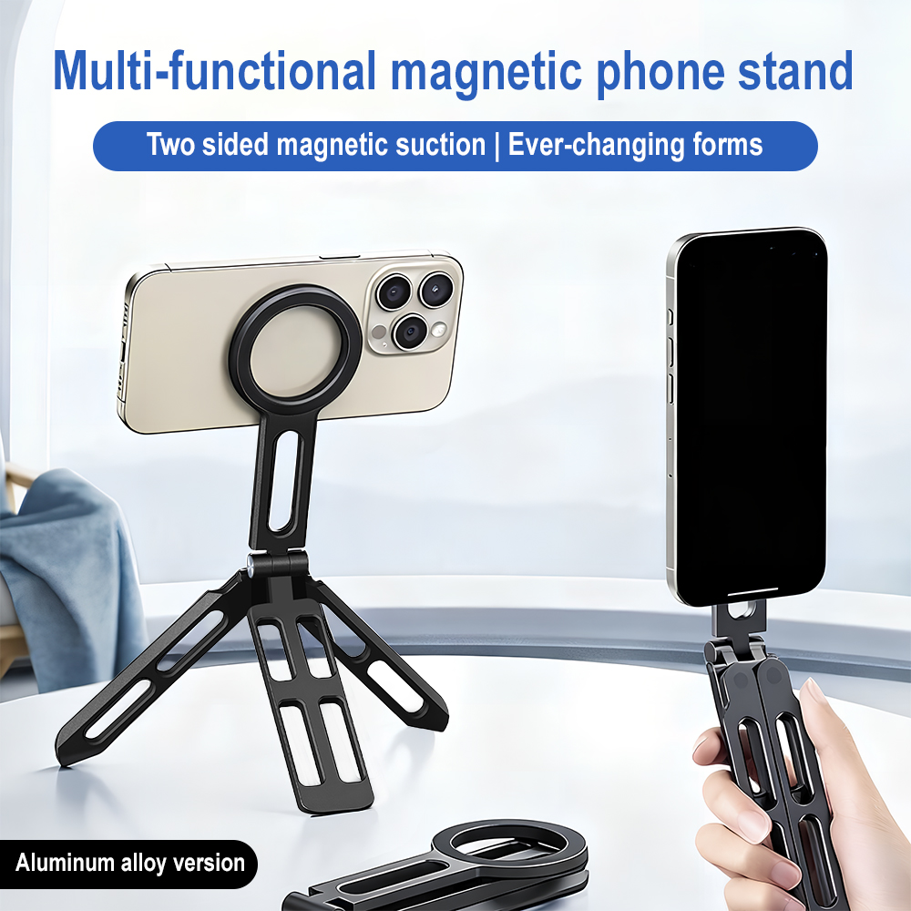 Photography Outdoor - ที่ยึดโทรศัพท์แม่เหล็กแบบสี่แกน 360 องศา ° ไม้เซลฟี่แบบพับได้ หมุนได้