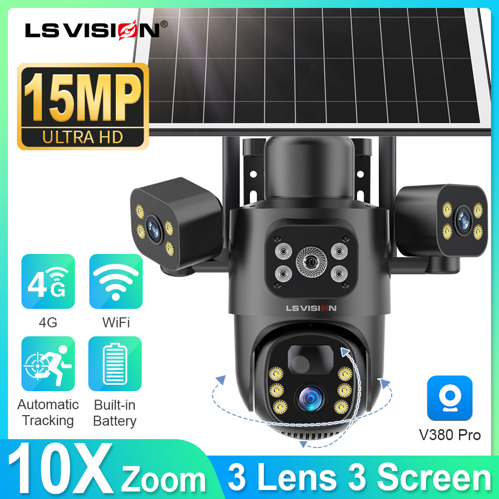 Photography Uk - LS VISION 4G/WiFi พลังงานแสงอาทิตย์กล้อง 3 เลนส์กลางแจ้ง