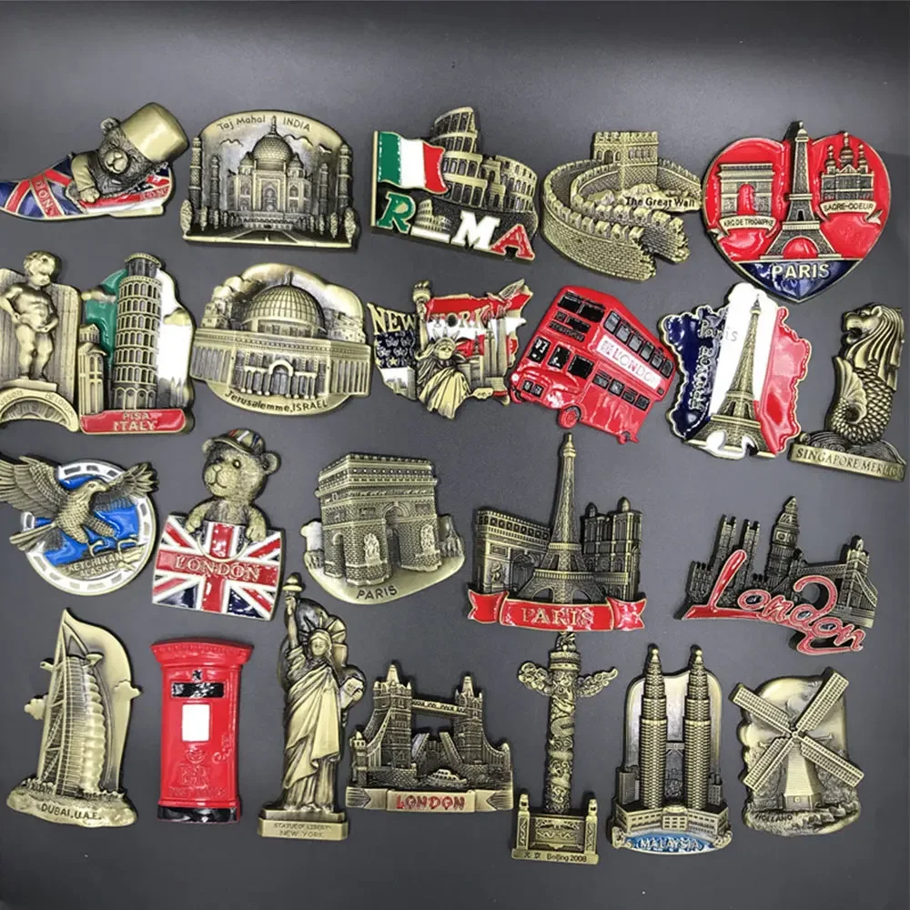 Photography Uk - ตกแต่งบ้านตู้เย็นแม่เหล็กตู้เย็นโลหะ USA Alaska York Paris อิตาลี