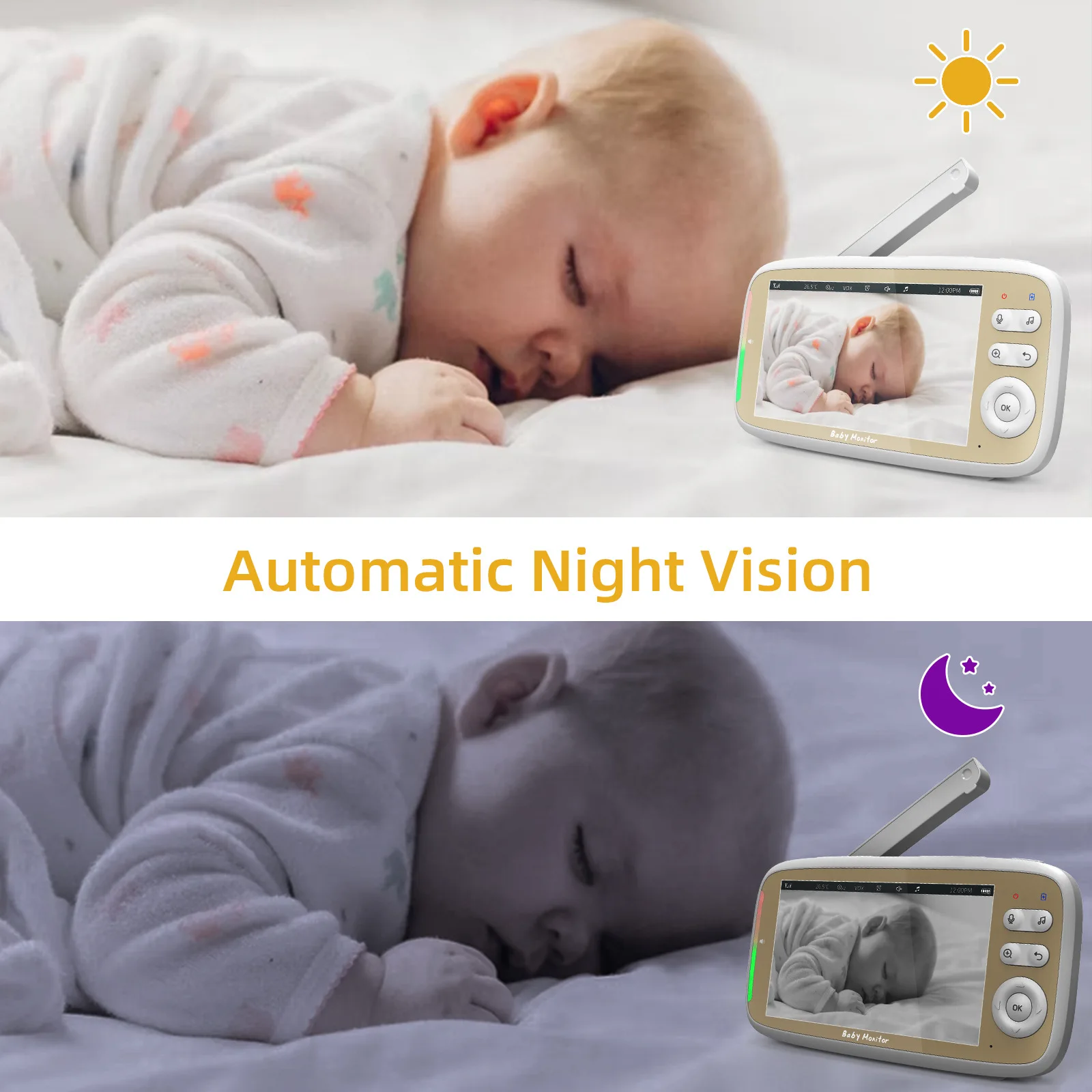 5 นิ้วในร่ม Baby Monitor 720P  - Photography Uk บทวิจารณ์และราคา
